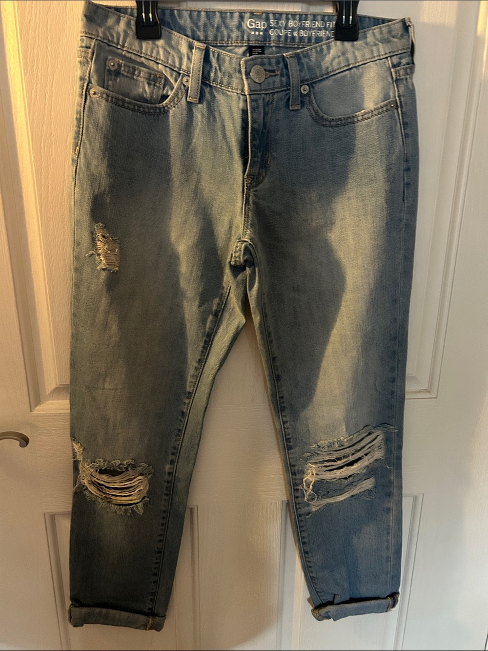 GAP Light Blue Relaxed Boyfriend Distressed Jeans